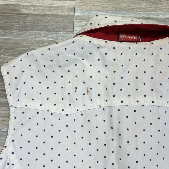 Vintage Wrangler Women’s Reversible Vest Red White Stars Fourth July Sz M - M197 - Picture 15 of 16